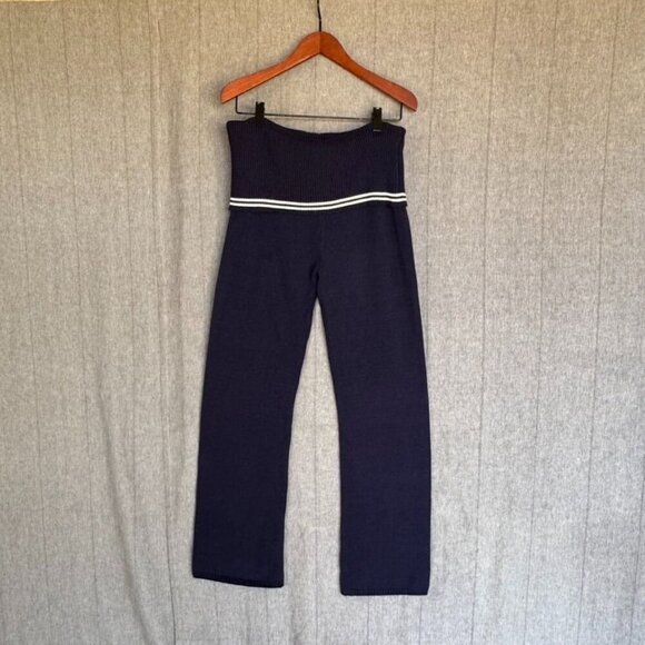 Frankies Bikinis Aimee Cloud Knit Starlight; Navy Blue White Stripe Flare Pant - Picture 4 of 10